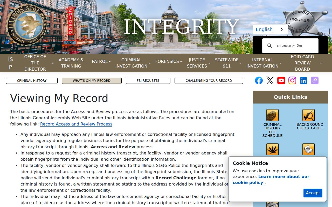 Alexander County arrest history ISP Access and Review
