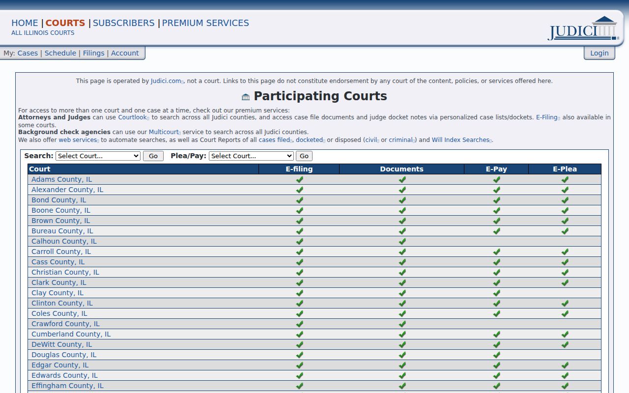 Alexander County criminal court cases Judici court list
