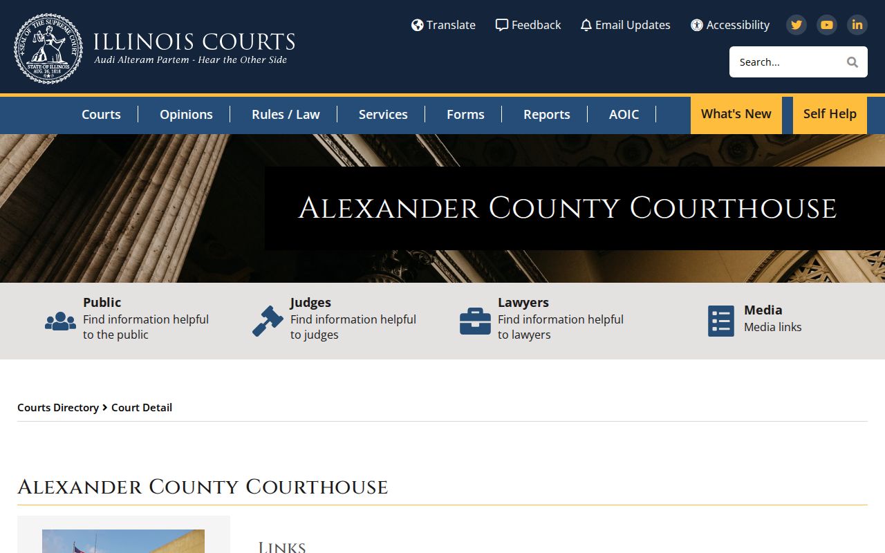 Alexander County criminal court courthouse directory