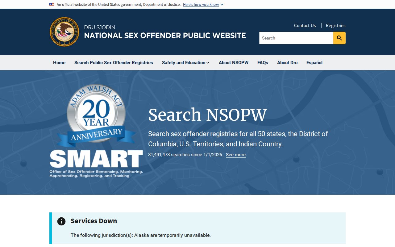Alexander County sex offender check national registry search