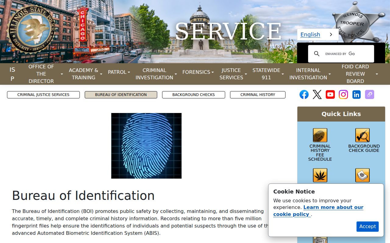 Alexander County criminal history Illinois Bureau of Identification